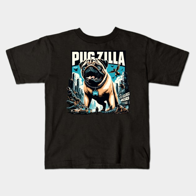 Pugzilla Kids T-Shirt by VisionDesigner